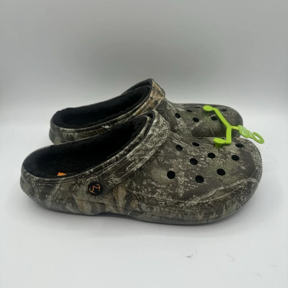 Crocs Realtree APX Classic Clogs Mens 9 Womens 11 Green Camo Lined Slip On Shoes